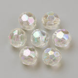 Clear AB Faceted Acrylic Beads, Round, 10mm