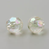 Clear AB Faceted Acrylic Beads, Round, 10mm