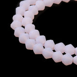 Imitation Jade Frosted Pink Bicone Beads 4mm