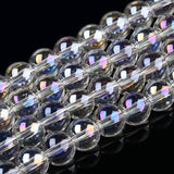 Electroplate Transparent Glass Beads Strands, AB Color Plated, 8mm