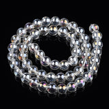 Electroplate Transparent Glass Beads Strands, AB Color Plated, 8mm