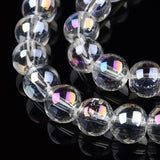 Electroplate Transparent Glass Beads Strands, AB Color Plated, 8mm