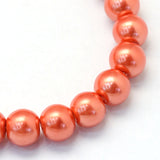3mm Warm Orange Glass Pearl Beads Dark 