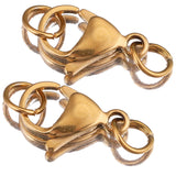 Stainless Steel 18k Gold Plating Lobster Clasps With Jump Rings 14mm x 6mm