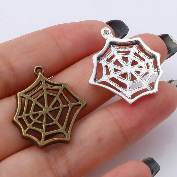 Silver Spiderweb Charms