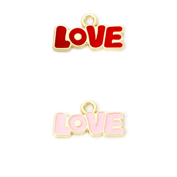 Gold LOVE Charms - Red or PInk