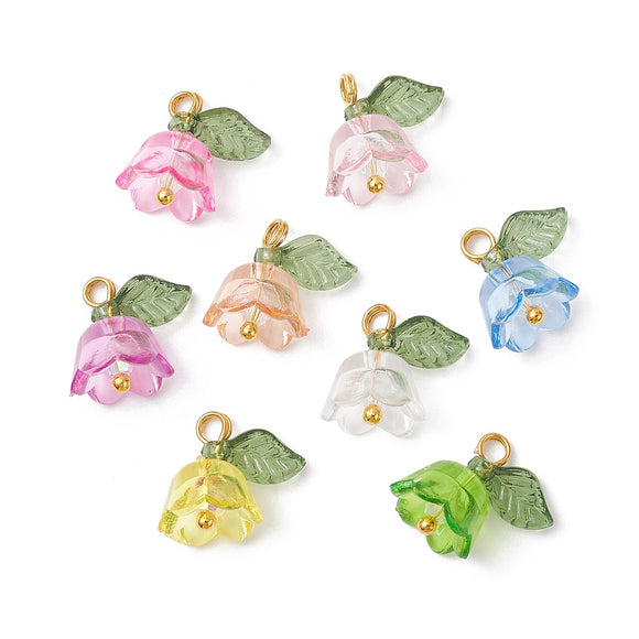 Pair of Acrylic Flower and Leaf Pendants
