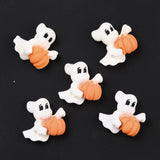 Halloween White Ghost  and Pumpkin Flatback Cabochons
