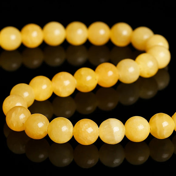 Natural Jade 6mm Yellow Beads - Packs of 10 Beads