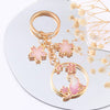 Gold Cat Cherry Blossom Keyring
