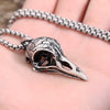 Stainless Steel Crow Skull Pendant Necklace – Gothic Raven Skull Jewellery with 60cm Chain