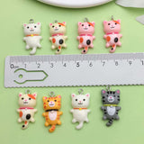 Pair of Cute Cat Resin Pendant Charms | Kawaii Cat Charms | Mixed Colours | Jewellery Making Supplies