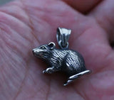 Solid Titanium Steel Rat Pendant and Stainless Steel Necklace
