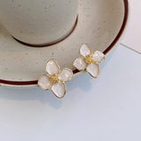 Gold Beige Enamel Flower Stud Earrings – 2.5cm