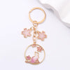 Gold Cat Cherry Blossom Keyring