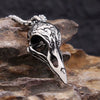 Stainless Steel Crow Skull Pendant Necklace – Gothic Raven Skull Jewellery with 60cm Chain