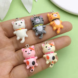 Pair of Cute Cat Resin Pendant Charms | Kawaii Cat Charms | Mixed Colours | Jewellery Making Supplies