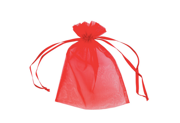 Red Organza Gift Bags ideal for Christmas 15cm x 10cm