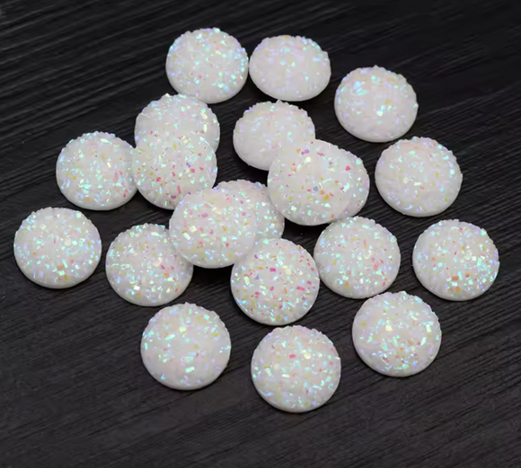 12mm White Textured Cabochon Flatback