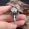 Stainless Steel Crow Skull Pendant Necklace – Gothic Raven Skull Jewellery with 60cm Chain