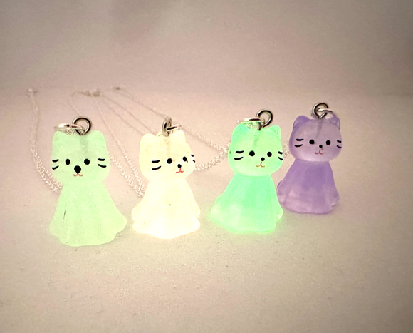 Halloween Glow In The Dark Cat Pendant Necklaces