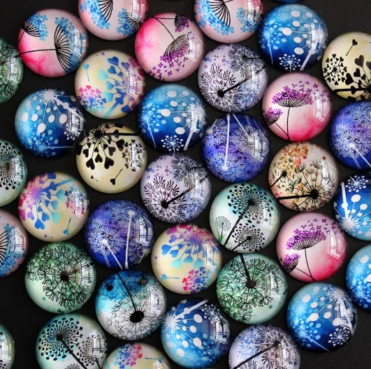 Dandelion Wishes Glass 14mm Cabochons