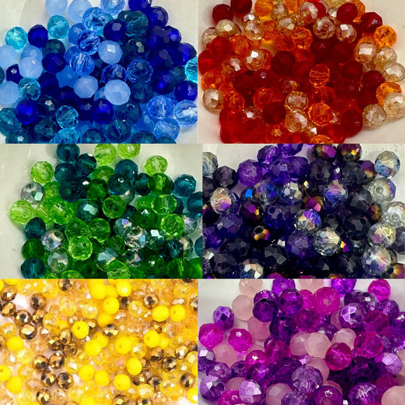 30pcs Amber Mix Faceted Crystal Rondelle Beads - 8mmx6mm Jewelry Making Supplies
