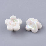 Opaque Acrylic Flower Beads, AB Coated - Pack of 20