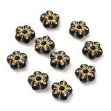 Black and Gold Acrylic Flower Beads - Pack of 20