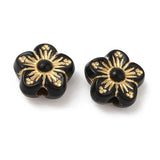 Black and Gold Acrylic Flower Beads - Pack of 20