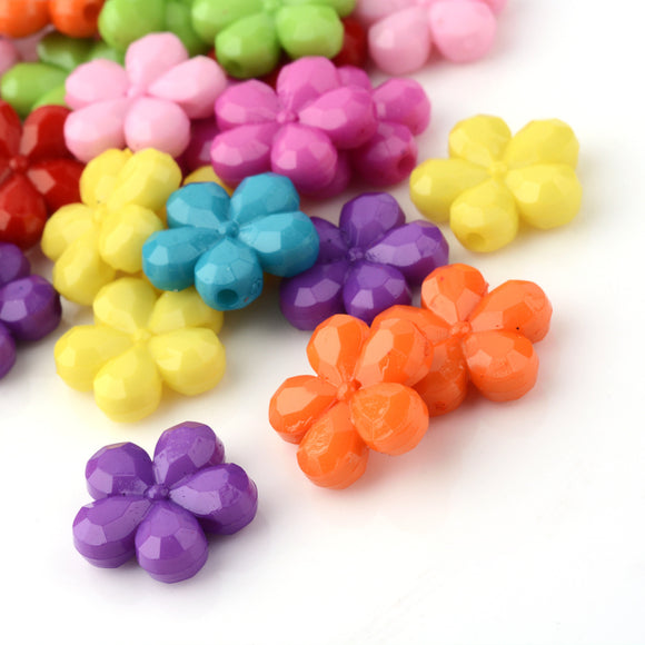 Opaque Acrylic Flower Beads, Pack of 10