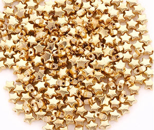 Gold or Silver Star Beads 9mm