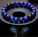 Blue Tiger’s Eye Beaded Bracelet with Velvet Pouch