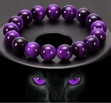 Purple Tiger’s Eye Beaded Bracelet with Velvet Pouch