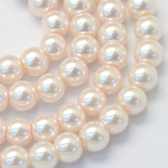 Antique White Glass Pearl Beads 6mm (pack of 50)