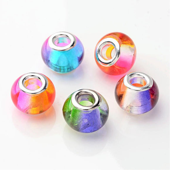 rainbow european glass beads