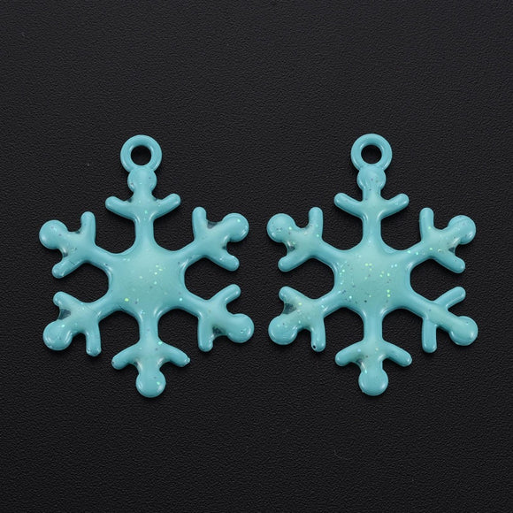 Blue Enamel Snowflake Charms