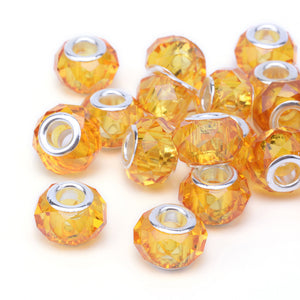 Orange Glass European Style Bracelet Beads