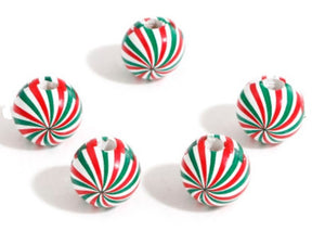 Large Christmas Spiral Stripe Wooden Beads 16mm