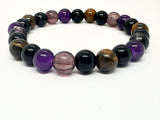 Handmade Amethyst, Obsidian, Tiger’s Eye & Smokey Quartz Protection Bracelet