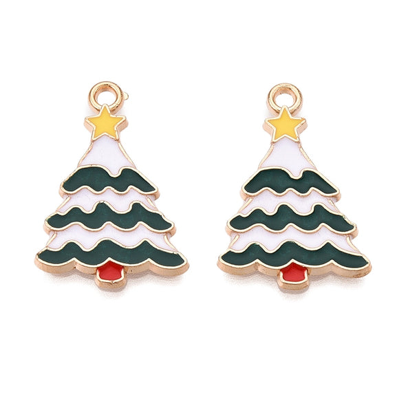 Gold Enamel Christmas Tree Charm