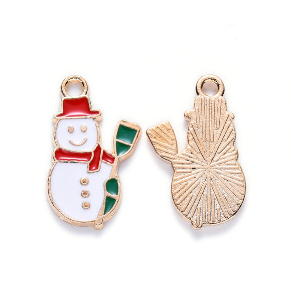 Gold and Enamel Snowman Charms