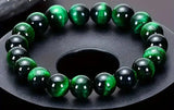 Green Tiger’s Eye Beaded Bracelet with Velvet Pouch