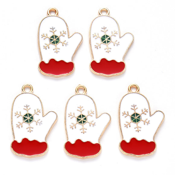 Gold Enamel Christmas Mitten Charm