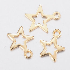 18K Gold Plated Star Charms 11mm