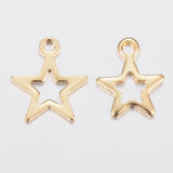 18K Gold Plated Star Charms 11mm