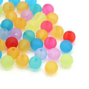 Transparent Frosted Glass Beads - Mixed Colours 8mm