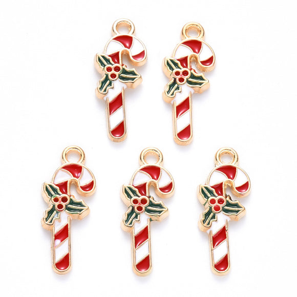 Gold Christmas Candy Cane Charms