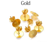 Gold Plated Earring Stud Posts in 6mm and 8mm