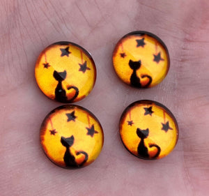 Cat Halloween 12mm Glass Cabochons